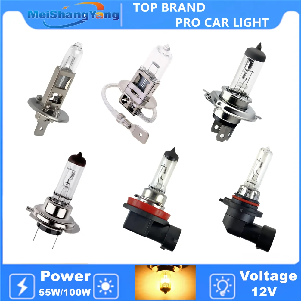 100W Car Headlight Super Bright Halogen Bulb H1 H3 H4 H7 H8 H11 9005 HB3 9006 HB