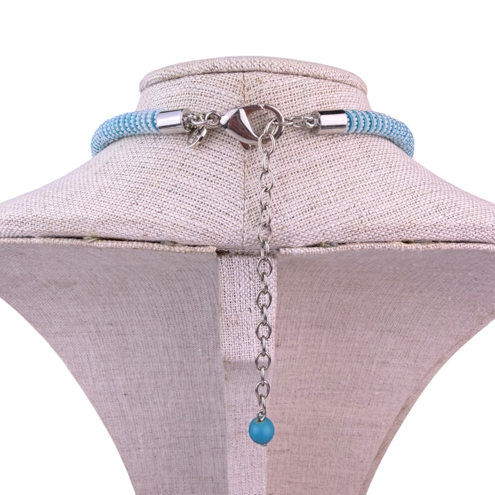 Chicos Womens Blue Multi-Material Statement Neckl… - image 2