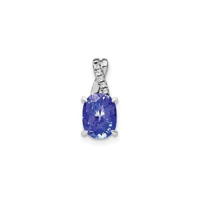 14k Weißgold Tansanit Diamant Anhänger oval violett Edelstein Drehfassung