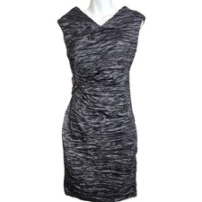 Calvin Klein 4 Gunmetal Gray Ruched Sheath Dress Embellished Cocktail