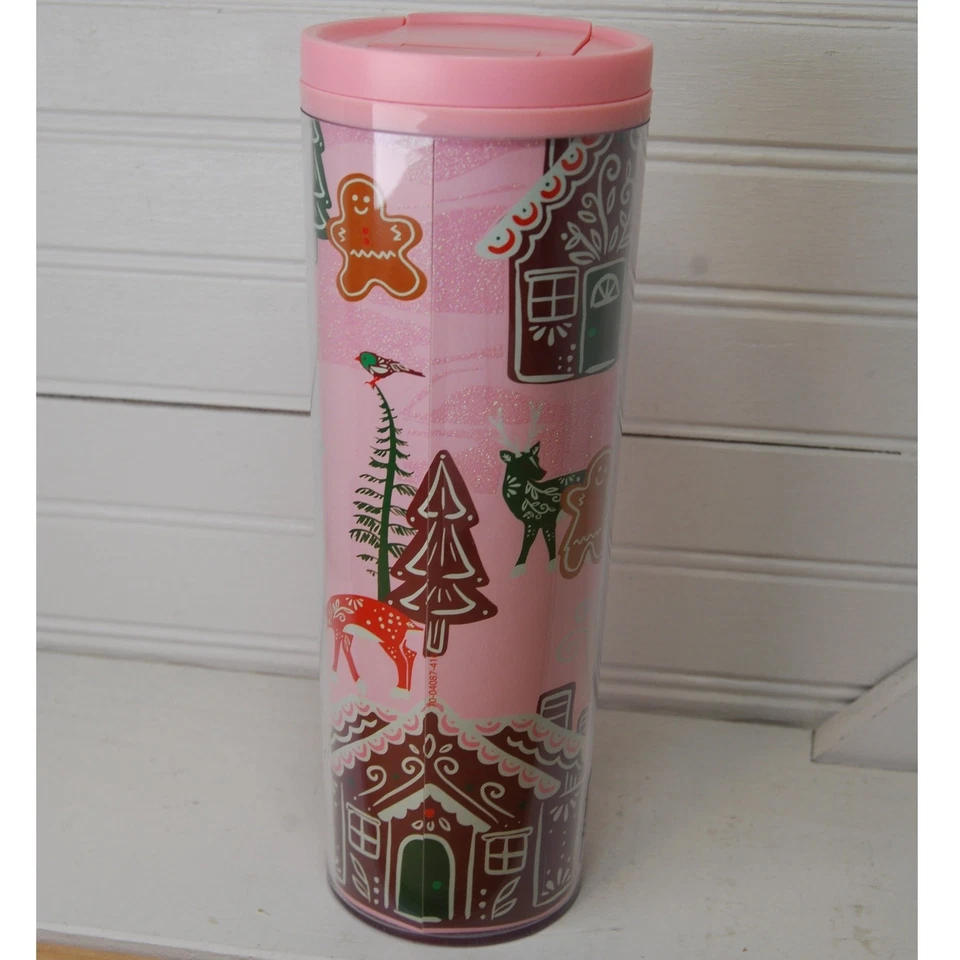 Starbucks México Vaso Pan de Jengibre Casa Navidad Rosa 16oz 2022 Edición Vacacional Foto 4 de 4