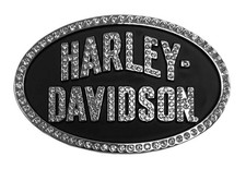 Harley-Davidson Women's Oval Embellished Belt Buckle - Antique Nickle Finish