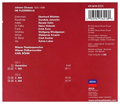 Strauss, J. -Jr- - Die Fledermaus (Bohm, Wiener Ph... - Strauss, J. -Jr- CD 8UVG