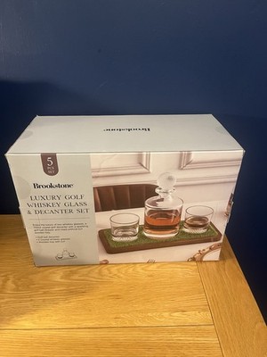 Brookstone Luxus Golf Whiskey Dekanter und Gläser Set 5 Stück
