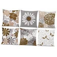 Brown Grey Pillow Covers 18x18 Set of 6 18" x 18" Pack of 6 Grey Brown