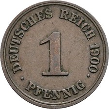 Deutsches Reich, 1 Pfennig, 1900 G