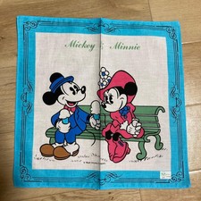 Disney Mickey  Minnie Cotton Handkerchief 100 MIB Retro Style 40cm x