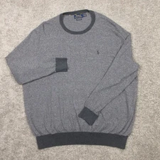 Polo Ralph Lauren Sweater Mens 3XB Gray Pim Cotton Pony Logo Knit Pullover EUC