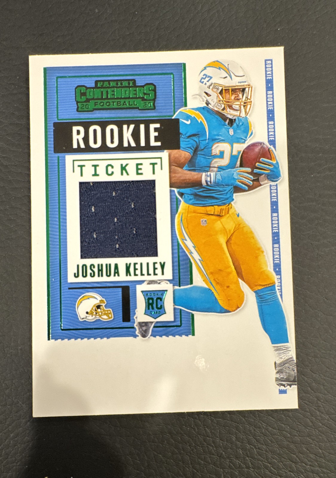 2020 Panini Contenders - Rookie Ticket Swatches Joshua Kelley #RTS-JKE (MEM, RC)