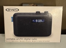 Jensen SR-50A Portable AM/FM Digital Radio Black LCD Display Auxiliary Input New