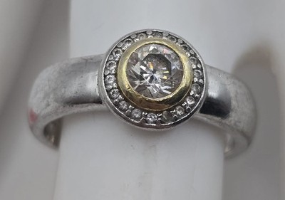 Ring mit Schmucksteine aus 925 Silber Teilvergoldet  Größe 57 (18,1 mm Ø)