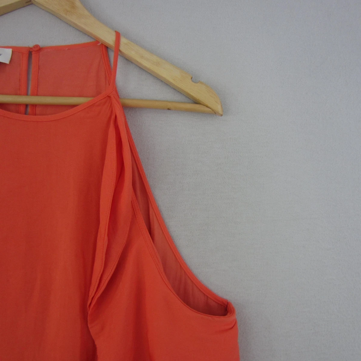 Witchery Top Womens 16 Orange Halter Straps Ruffle Frill Camisole Sleeveless