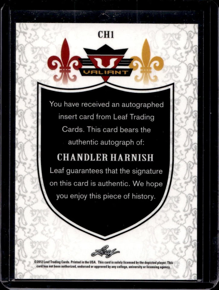Chandler Harnish 2012 Leaf Valiant #CH1 Rookie Auto - Image 2 of 2