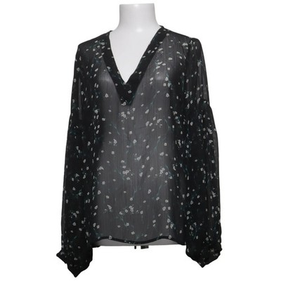 KappAhl, Bluse, Größe: 42, Schwarz/Weiß/Grün, Polyester, Blumen, Damen #aEm