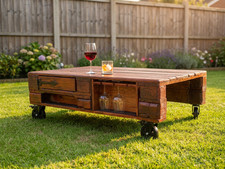 Handmade Rustic Reclaimed EPAL Pallet Coffee Table Wine Rack Storage Industrial