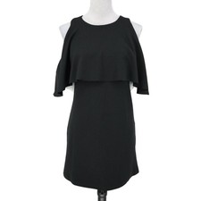 Zara Trafaluc Dress Womens Small Black Stretch Crepe Cold Shoulder Party