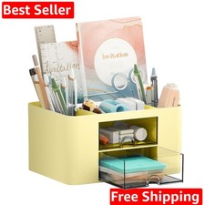 Pen Organizer with 2 Drawer, Multi-Functional Pencil Holder for Desk, Desk Or...