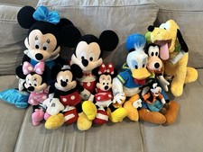 Disney Plush Set Lot of 9 Mickey  Minnie Mouse, Donald Duck, Pluto, Goofy