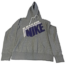 Nike Womens Hoodie Pullover Graphic Gray Streetwear Casual Logo M