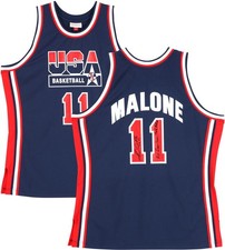 Karl Malone Team USA Signed Mitchell & Ness 1996 Authentic Jersey w/Inscs- LE 10