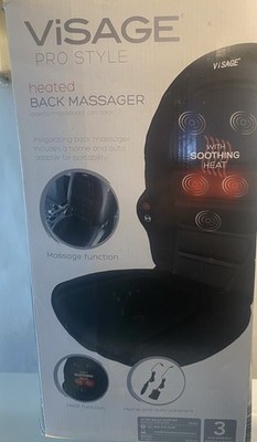 Visage Pro Style Heated Back Massager 2 Speed for Seats Black Bonus Adapters