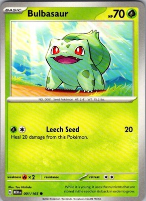 BULBASAUR 001/165 151 POKEMON