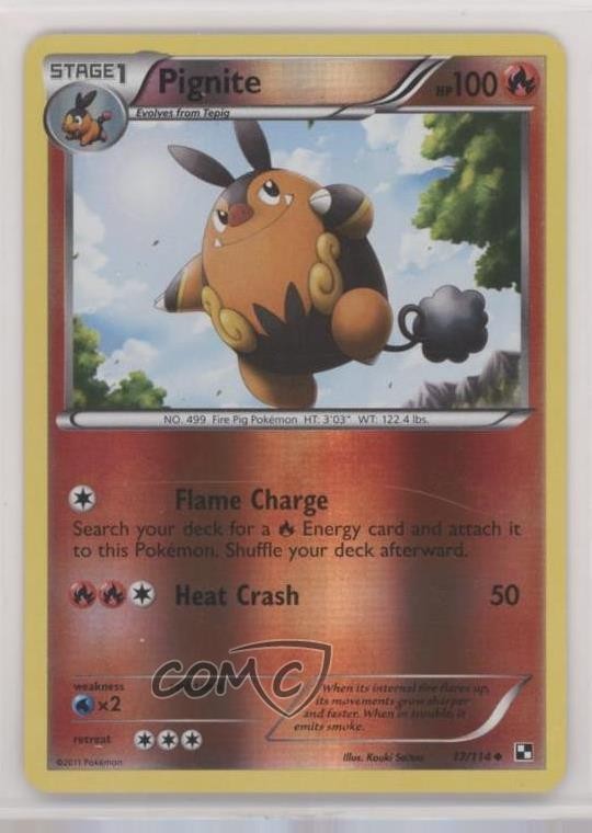 Pignite Reverse Foil Pokemon Black & White Base Set #17