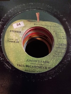 Paul McCartney & Wings, Junior's Farm ~ 1974 Apple 45 +sleeve