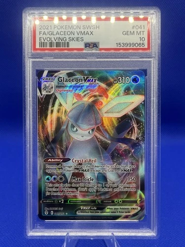 Pokémon TCG Glaceon VMAX Evolving Skies 041/203 Holo Ultra Rare PSA 10