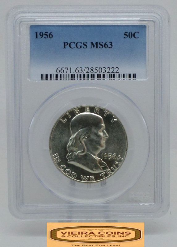 1956 Franklin Silver Half Dollar 50C, PCGS MS63 - #B61813