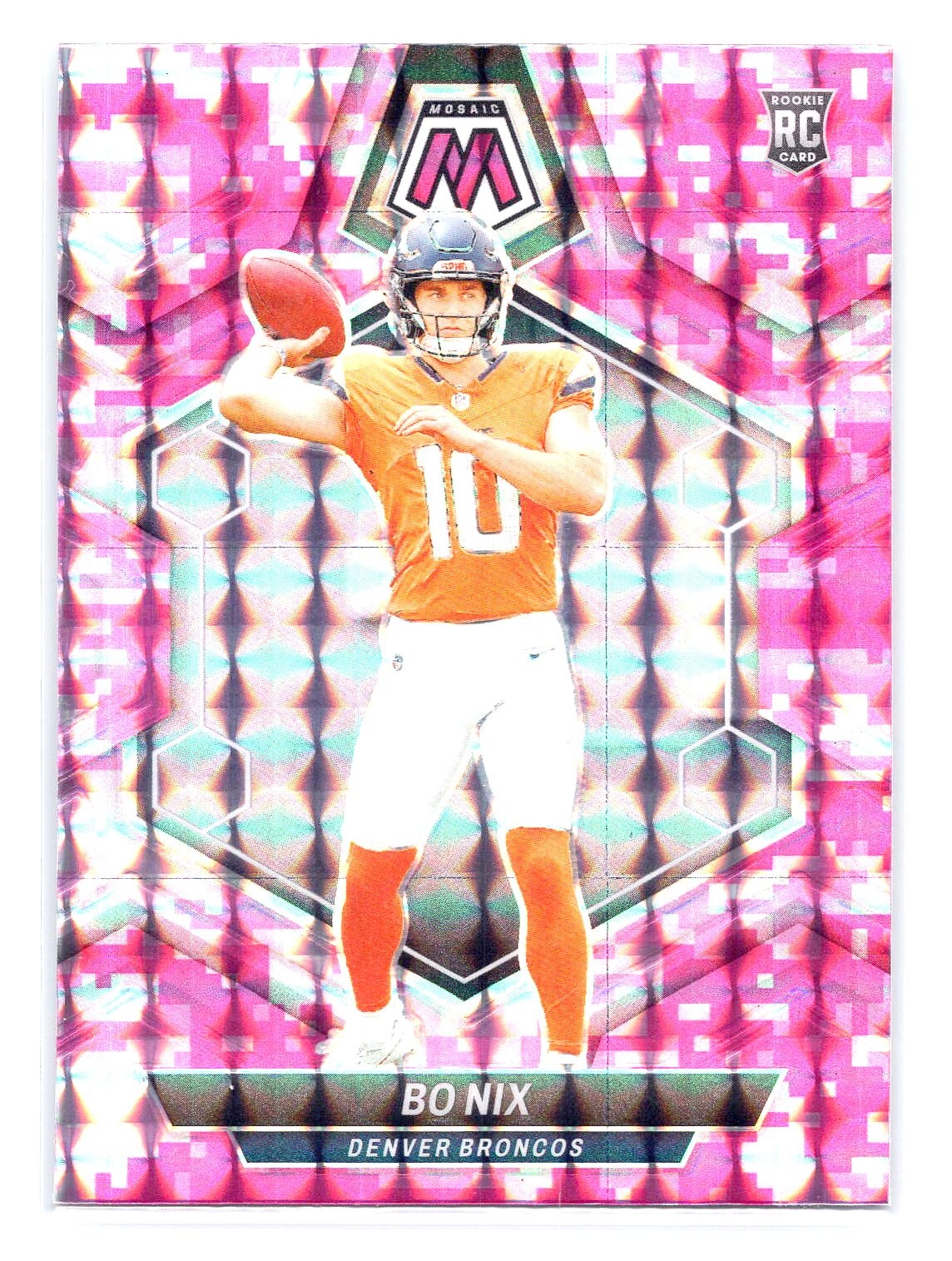 Bo Nix 2024 Panini Mosaic #312 Camo Pink Mosaic Rookie RC