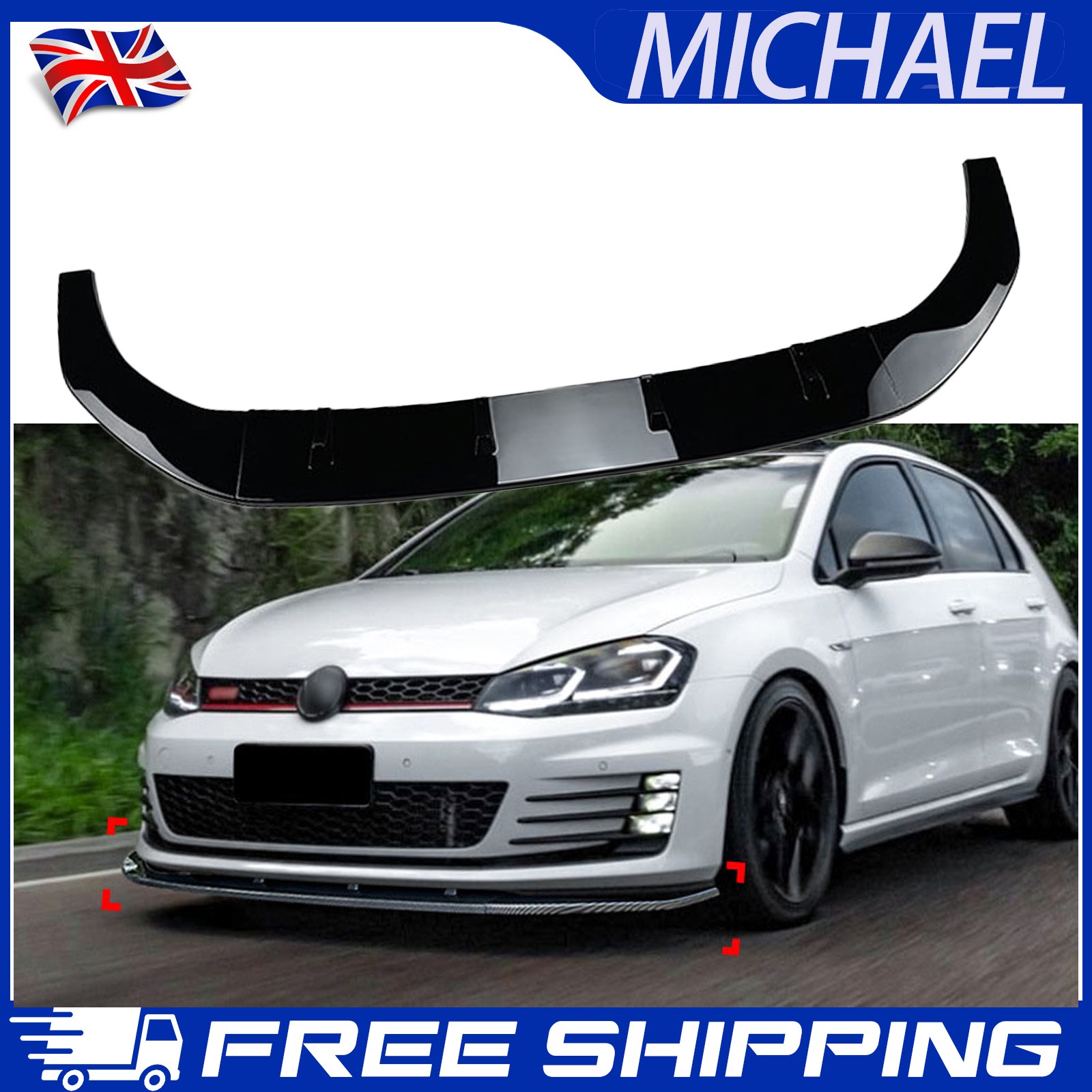 For VW Golf MK7 MK7.5 R GTD GTI TSI TDI 2013-2016 Front Splitter Spoiler Lip - Image 15