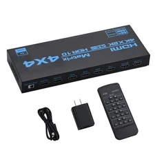 4x4 4 In 4 Out 4K HDMI Matrix Switcher W/ EDID Extractor & IR Remote Control o