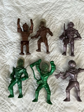 Vintage Lot of 5 Ajax Archer Hard Plastic 4 Spacemen, 3 Helmets, 1 Robot-1950s