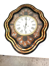 Antique Inlaid French Bakers Clock, Circa 1880