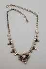 Vintage Citrine Topaz Yellow Rhinestones Necklace Open Back Marquise  — photo 5