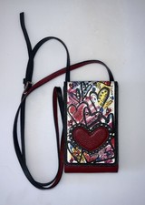Brighton The Art Of Love Leather Cross Body Phone Organizer Bag/Purse Red Hearts