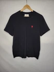 Ami Paris Heart Logo Short Sleeve Tshirt Women's Size XL Black Ami De Coeur