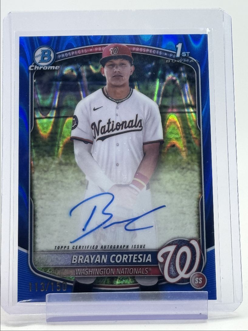 BRAYAN CORTESIA 2025 BOWMAN CHROME 1ST BLUE RAYWAVE AUTO /150 Q0963