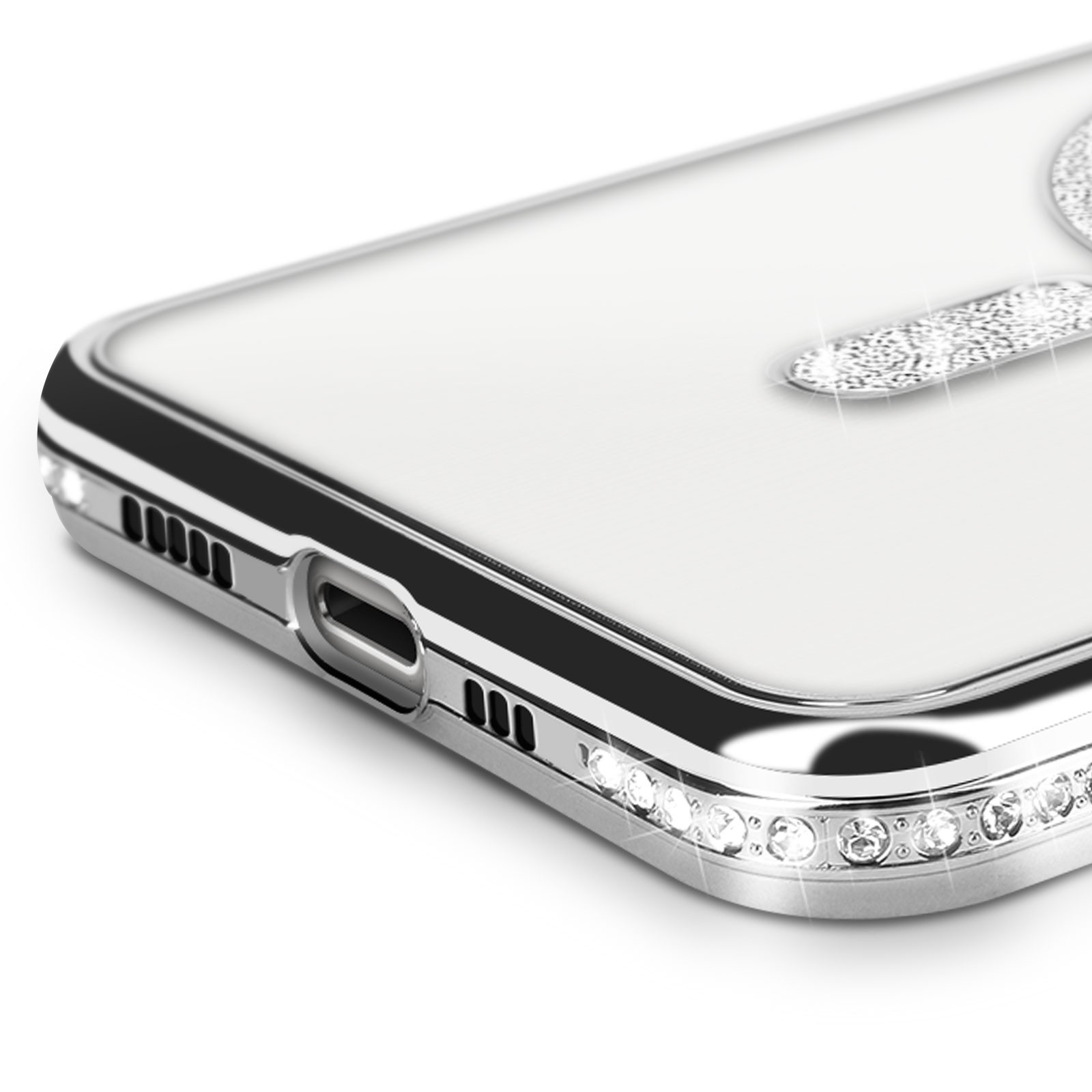Coque iPhone 13 Pro Avizar strass argent brillant protège le dos