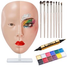 Practice Makeup Face Painting Mannequin Head Stand 5D Reusable Silicone Pink