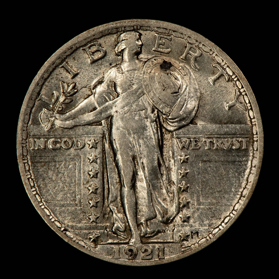 1921 25c Standing Liberty Silver Quarter - Luster - AU Key Date - VIDEO - B5298 - Image 3 of 4