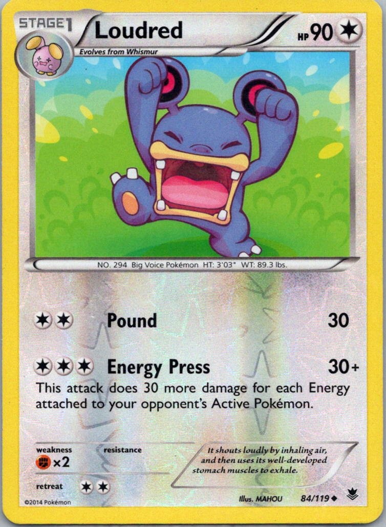Pokemon TCG Loudred 84/119 Phantom Forces Rev Holo LP