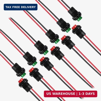12mm Mini Latching Push Button on Off Switch Prewelded Wire,Self-Locking Micro R