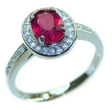 Natural Ruby Sterling Silver Ring Handmade Statement Size: 8 4.5ct Oval Red