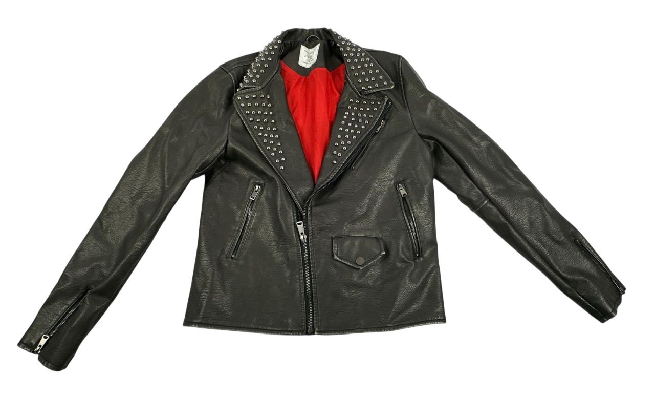 Urban Outfitters Black Embroidered Faux Leather Tiger Moto Jacket for Men Size M