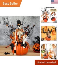 Durable Halloween Table Centerpiece with Multicolor Skull Pumpkin Design