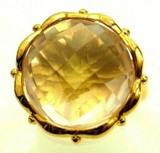 Faceted Rose Quartz Ladies Ring Vermeil Gold over Sterling Silver Size 6.5