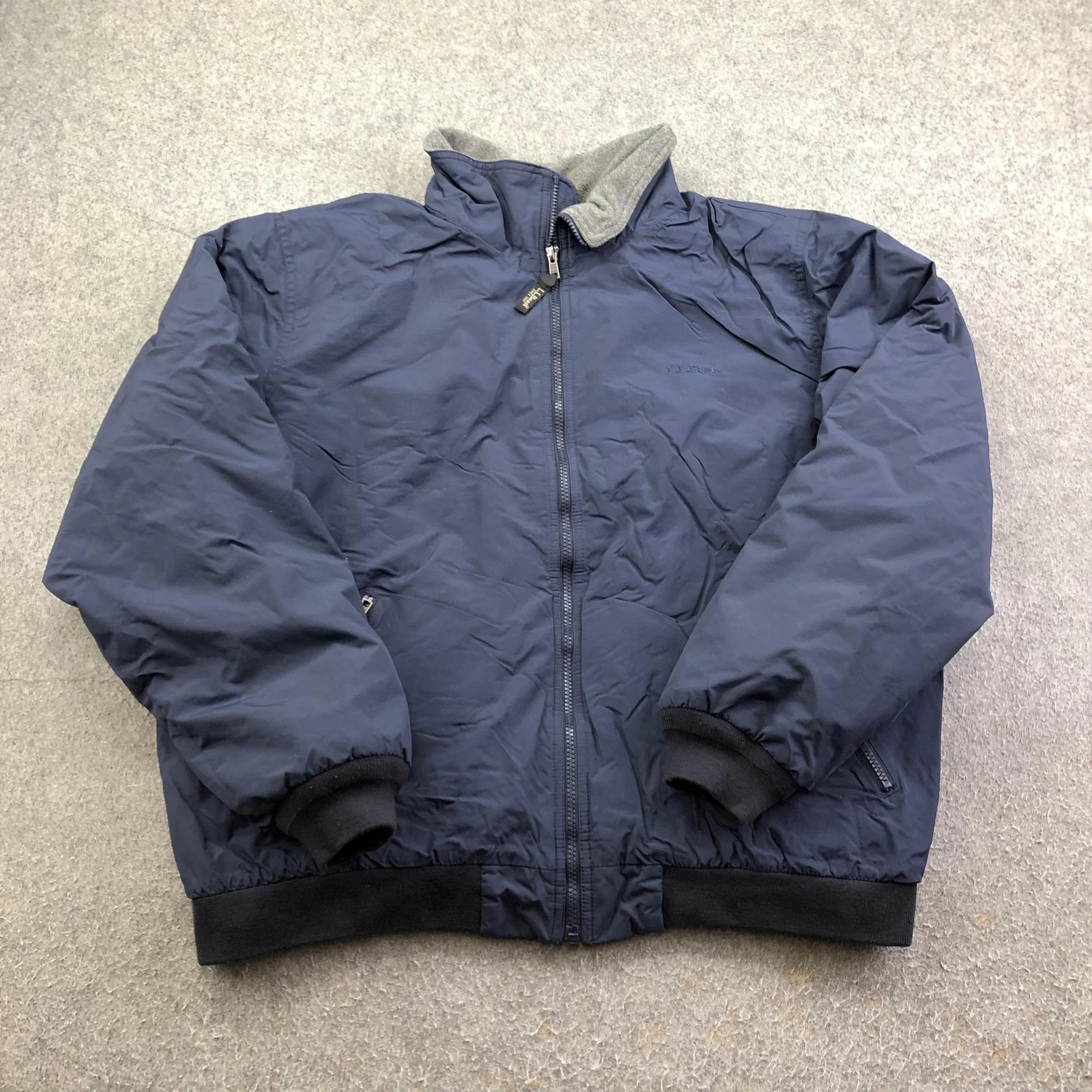 L.L. Bean Jacket Mens XL Blue Bomber Fleece Lined Full Zip Insulated Outdoor