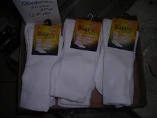 Diabetic Socks Men's Size 10-13 White LOT 6 PAIRS